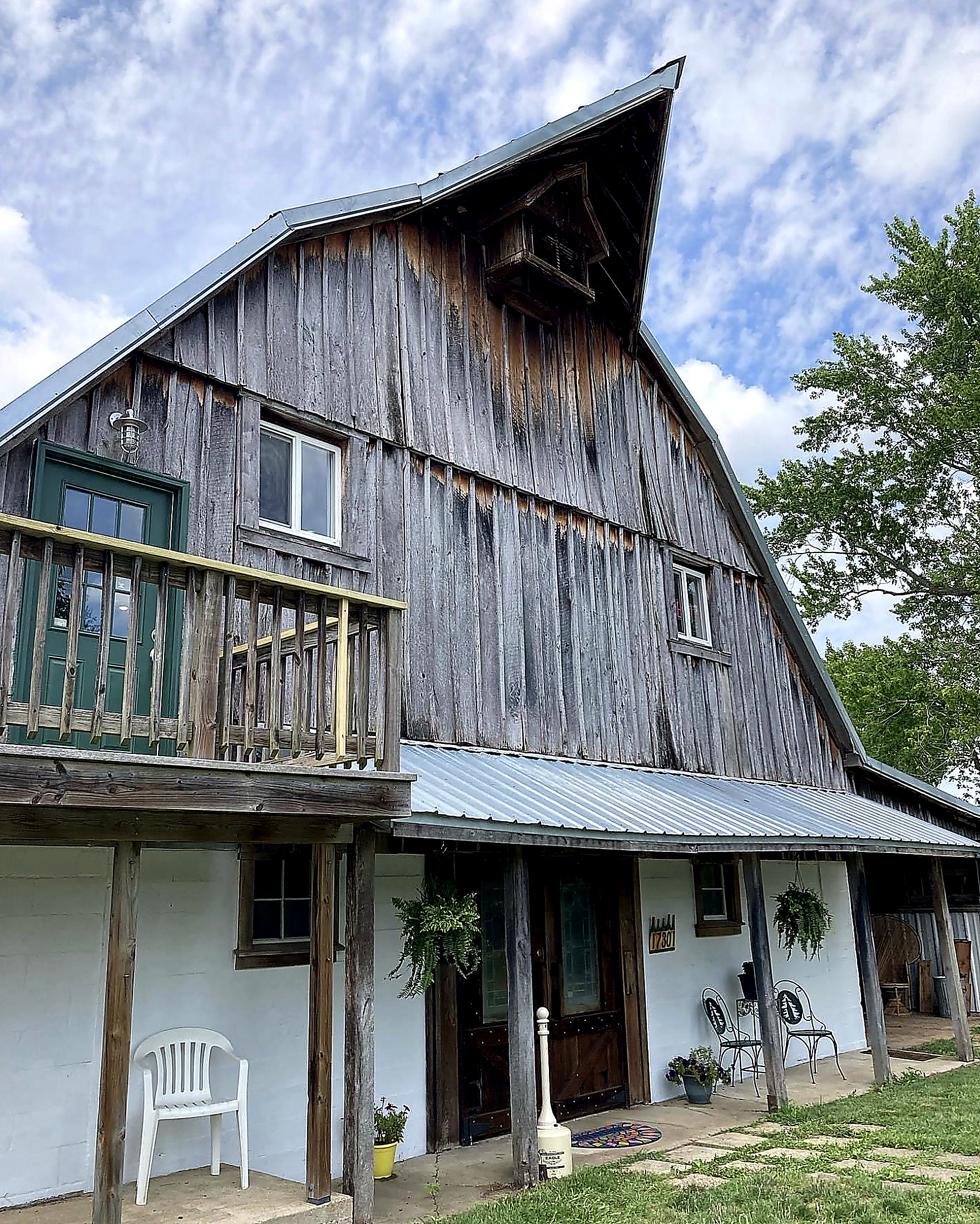 Weathered timber detail on the winery barn
